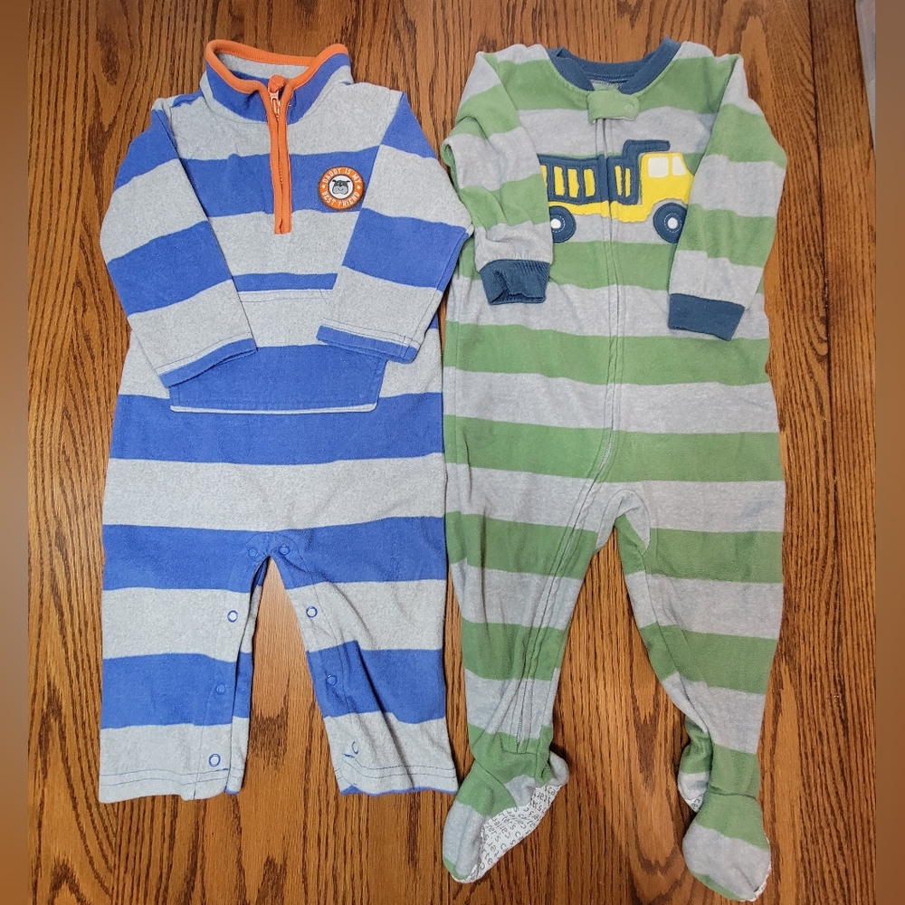 Carter's Little Boys 2pc Fleece Pajamas Playwear Striped Size 18 Months